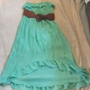 Girls strapless hi lo dress